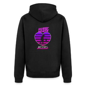 Hobby Horsing Geschenkidee Mädchen süß reiten - Unisex Premium Bio Zip Hoodie - Schwarz - Hinten - Nico (187cm)