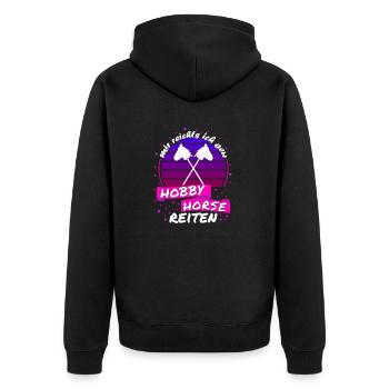 Hobby Horsing Mädchen Geschenk Steckenpferd reiten - Unisex Premium Bio Zip Hoodie - Schwarz - Hinten - Nico (187cm)