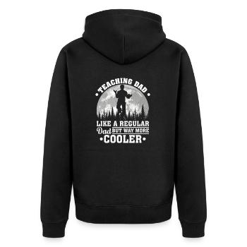Papa wie ein normaler Vater unterrichten Lustiges Unterrichten von Fett - Unisex Premium Bio Zip Hoodie - Schwarz - Hinten - Nico (187cm)