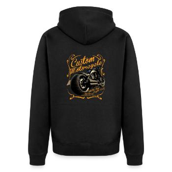 Custom Motorcycles fahren Rennen mit dem Wind - Unisex Premium Bio Zip Hoodie - Schwarz - Hinten - Nico (187cm)