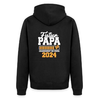 Nouveau Nouvelle Naissance Future Papa 2024 - Veste à capuche bio Premium Unisexe - noir - Dos - Nico (187cm)