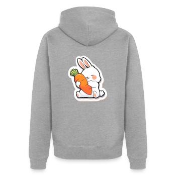 Graffiti de lapin ludique - Veste à capuche bio Premium Unisexe - gris chiné - Dos - Nico (187cm)