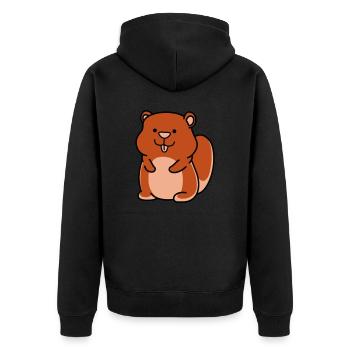 hamster - Unisex Premium Bio Zip Hoodie - Schwarz - Hinten - Nico (187cm)
