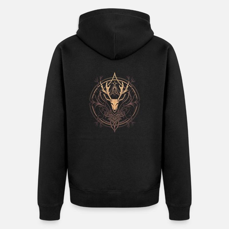 Dunkle Mächte, schauriger Schädel, gothic,nordisch - Unisex Premium Bio Zip Hoodie - Schwarz