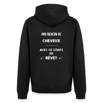 Pas besoin de cheveux avec ce corps de rêve 2 - Veste à capuche bio Premium Unisexe - noir - Dos - Nico (187cm)