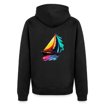 Segelschiff - Unisex Premium Bio Zip Hoodie - Schwarz - Hinten - Nico (187cm)