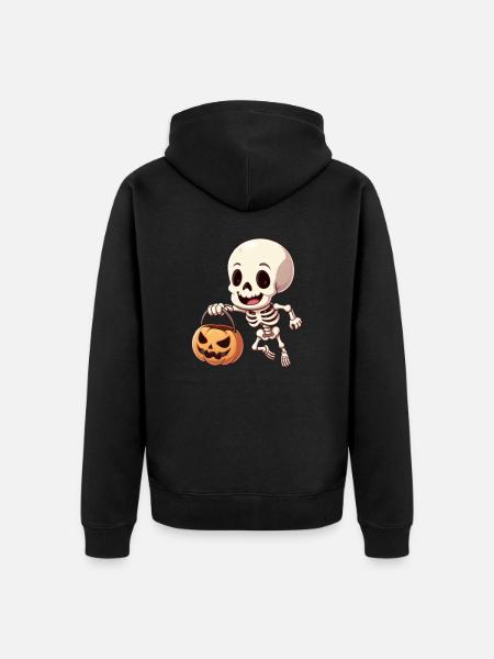 Halloween Happy Skeleton - Unisex Premium Organic Zip Hoodie - black