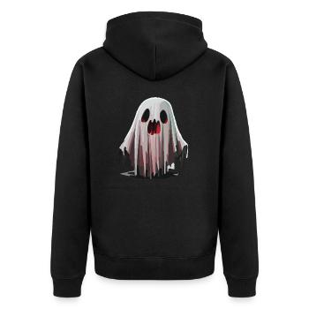 Scary Ghost / Halloween - Unisex Premium Organic Zip Hoodie - black - Back - Nico (187cm)