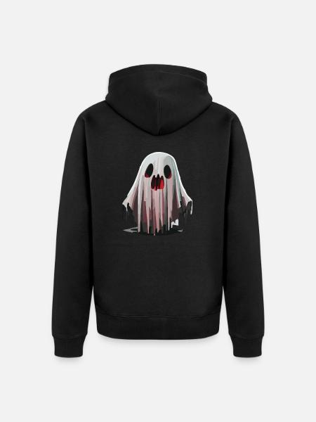 Scary Ghost / Halloween - Unisex Premium Organic Zip Hoodie - black