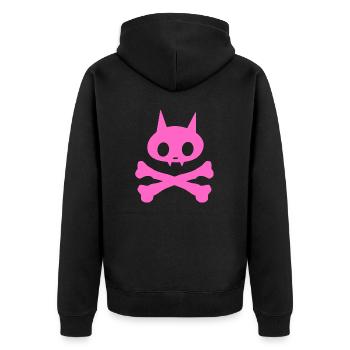 Katze Skelett Mädchen - Unisex Premium Bio Zip Hoodie - Schwarz - Hinten - Nico (187cm)