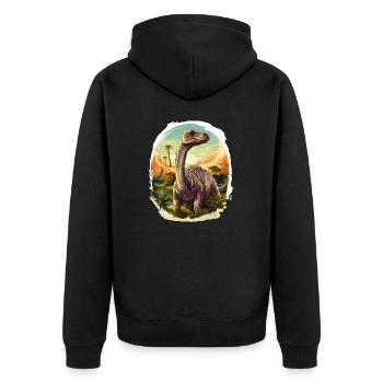 Brontosaurus - Bronto V3 - Unisex Premium Bio Zip Hoodie - Schwarz - Hinten - Nico (187cm)