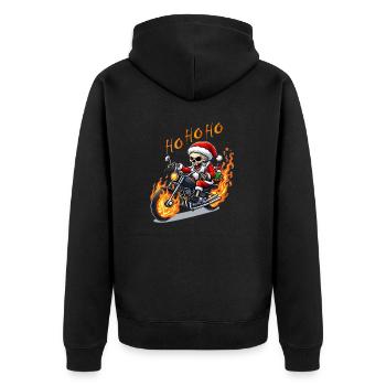 Evil Skeleton Santa - Unisex Premium Organic Zip Hoodie - black - Back - Nico (187cm)