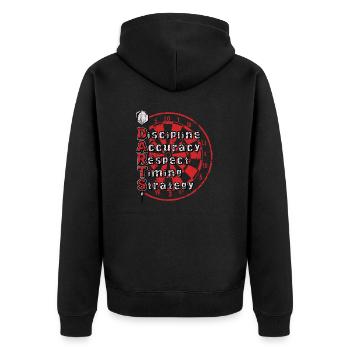 Darts Skills - Unisex Premium Organic Zip Hoodie - black - Back - Nico (187cm)