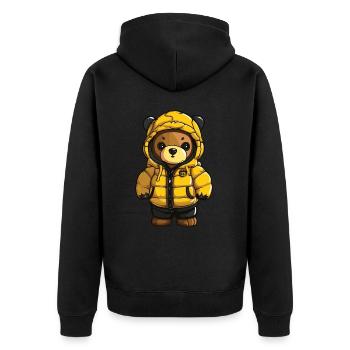 Bear Winter Comic - Unisex Premium Organic Zip Hoodie - black - Back - Nico (187cm)