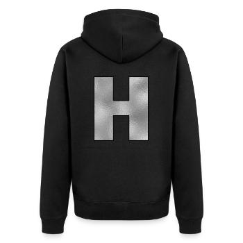 Lettre H Argent - Veste à capuche bio Premium Unisexe - noir - Dos - Nico (187cm)