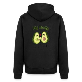 Avocado Family - Unisex Premium Bio Zip Hoodie - Schwarz - Hinten - Nico (187cm)