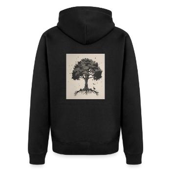 Baum des Lebens - Unisex Premium Bio Zip Hoodie - Schwarz - Hinten - Nico (187cm)