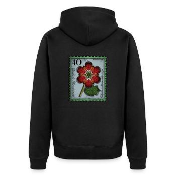 Briefmarke Adventsstern - Unisex Premium Bio Zip Hoodie - Schwarz - Hinten - Nico (187cm)