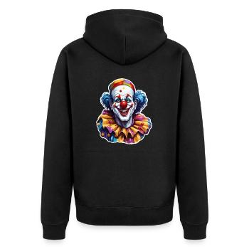 Clown / Zirkus / Fasching / Karneval / verspielt - Unisex Premium Bio Zip Hoodie - Schwarz - Hinten - Nico (187cm)