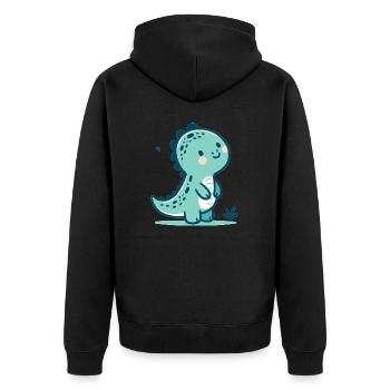 Mignon et lunatique heureux petit dinosaure copain - Veste à capuche bio Premium Unisexe - noir - Dos - Nico (187cm)