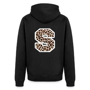 lettre S motif léopard -idée cadeau d’anniversaire - Veste à capuche bio Premium Unisexe - noir - Dos - Nico (187cm)