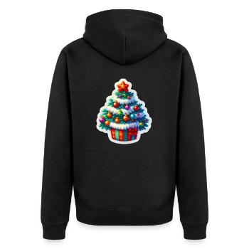 Festlicher Tannenbaum - Unisex Premium Bio Zip Hoodie - Schwarz - Hinten - Nico (187cm)