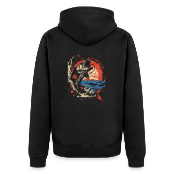 Angeln Fishing Ausflug Fische See Angelrute fisher - Unisex Premium Bio Zip Hoodie - Schwarz - Hinten - Nico (187cm)