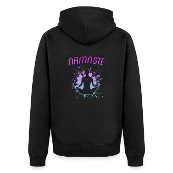 Inhale Exhale Yoga Meditation Namaste - Unisex Premium Bio Zip Hoodie - Schwarz - Hinten - Nico (187cm)