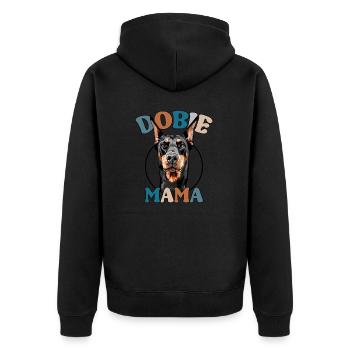 Dobie Mama Dobermann Hunde Hund Wilsigns - Unisex Premium Bio Zip Hoodie - Schwarz - Hinten - Nico (187cm)