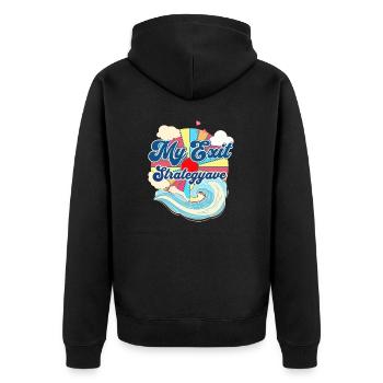 Beach Waves Relaxing Vacation Sunset Summer - Unisex Premium Bio Zip Hoodie - Schwarz - Hinten - Nico (187cm)