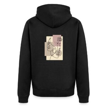 Paar verliebte Menschen einzeiliges Porträt - Unisex Premium Bio Zip Hoodie - Schwarz - Hinten - Nico (187cm)