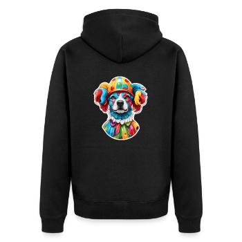 Clown Animal / Cirque / Drôle / Coloré / Spectacle / Chien - Veste à capuche bio Premium Unisexe - noir - Dos - Nico (187cm)