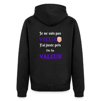 Je ne suis pas vieux - Veste à capuche bio Premium Unisexe - noir - Dos - Nico (187cm)