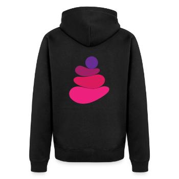 Rosafarbenes Stein-/Felsen-Logo - Unisex Premium Bio Zip Hoodie - Schwarz - Hinten - Nico (187cm)