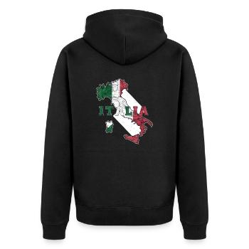 Italy - Unisex Premium Organic Zip Hoodie - black - Back - Nico (187cm)