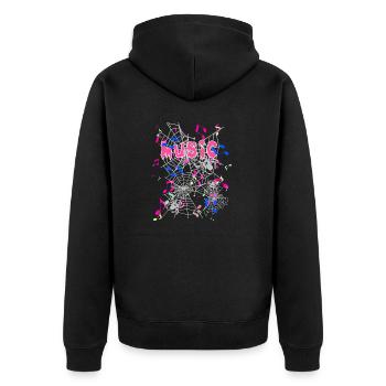 Musique,Partitions, Araignées, Toile d’araignée,Musique - Veste à capuche bio Premium Unisexe - noir - Dos - Nico (187cm)