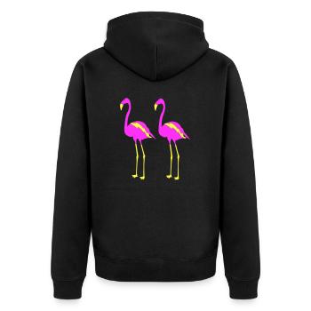 flamingos 2 - Unisex Premium Bio Zip Hoodie - Schwarz - Hinten - Nico (187cm)