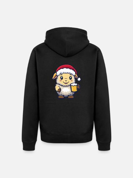 Sheep Christmas Beer - Unisex Premium Organic Zip Hoodie - black