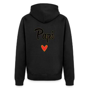 PAPY. FÊTE DES PÈRES. BONNE FÊTE PAPY. JE T'AIME. - Veste à capuche bio Premium Unisexe - noir - Dos - Nico (187cm)