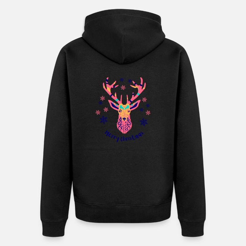 Buntes Geweih - Unisex Premium Bio Zip Hoodie - Schwarz