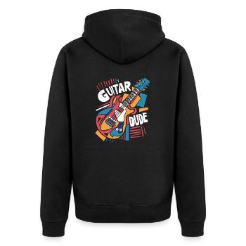 Guitar Dude - Musik für Gitarrenfans - Unisex Premium Bio Zip Hoodie - Schwarz - Hinten - Nico (187cm)