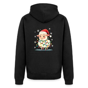 Weihnachtsschaf - Unisex Premium Bio Zip Hoodie - Schwarz - Hinten - Nico (187cm)