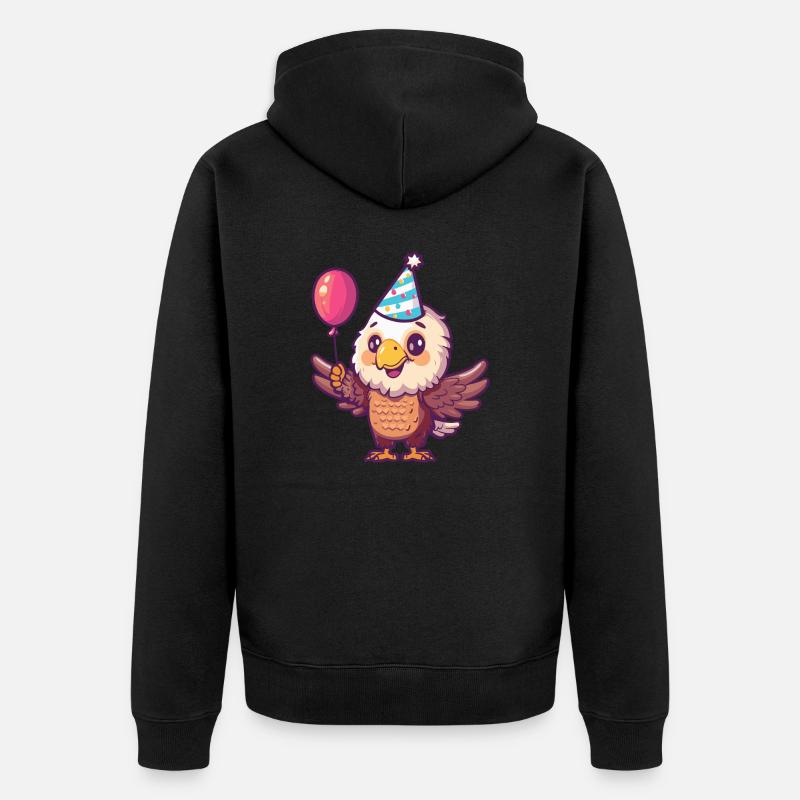 Bande dessinée d’anniversaire d’aigle - Veste à capuche bio Premium Unisexe - noir
