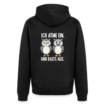 ich atme ein und raste aus lustige - Unisex Premium Bio Zip Hoodie - Schwarz - Hinten - Nico (187cm)