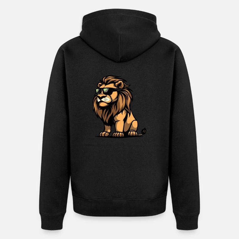 Lion Bande Dessinée Cool - Veste à capuche bio Premium Unisexe - noir