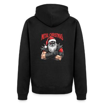 Heavy Metal Santa Claus Weihnachten - Unisex Premium Bio Zip Hoodie - Schwarz - Hinten - Nico (187cm)