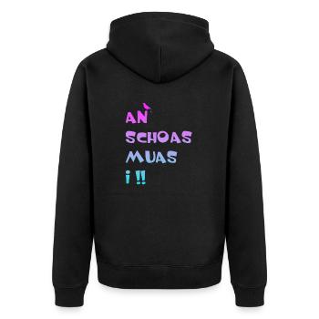 An Schoas muas i, Bayern, Spruch, Rebell - Unisex Premium Bio Zip Hoodie - Schwarz - Hinten - Nico (187cm)