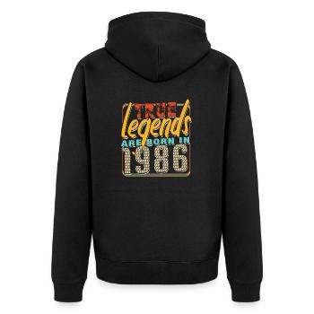 Wahre Legenden werden 1986 geboren Vintage Geburtstag - Unisex Premium Bio Zip Hoodie - Schwarz - Hinten - Nico (187cm)