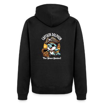 Welle Raubtier Piratendelfin - Unisex Premium Bio Zip Hoodie - Schwarz - Hinten - Nico (187cm)