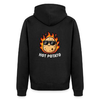 HOT POTATO - Unisex Premium Bio Zip Hoodie - Schwarz - Hinten - Nico (187cm)